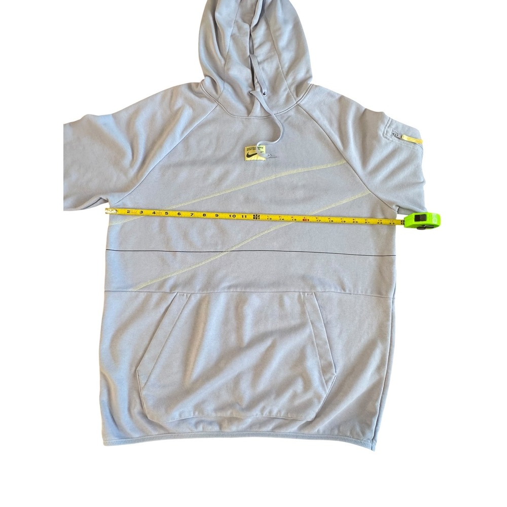 Nike Dri-FIT Fleece Pullover Fitness Hoodie Blue Whisper Swoosh Zip Pocket L - Picture 6 of 10